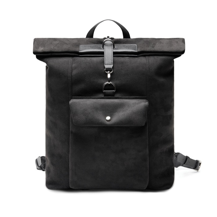 Faux leather backpack, modern design, secure closure, 15"