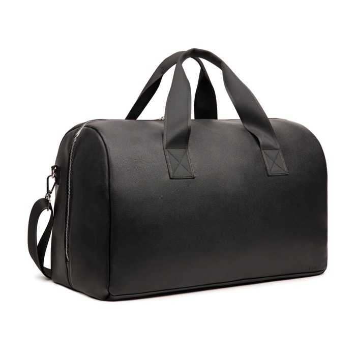Recycled synthetic leather travel bag with large compartment