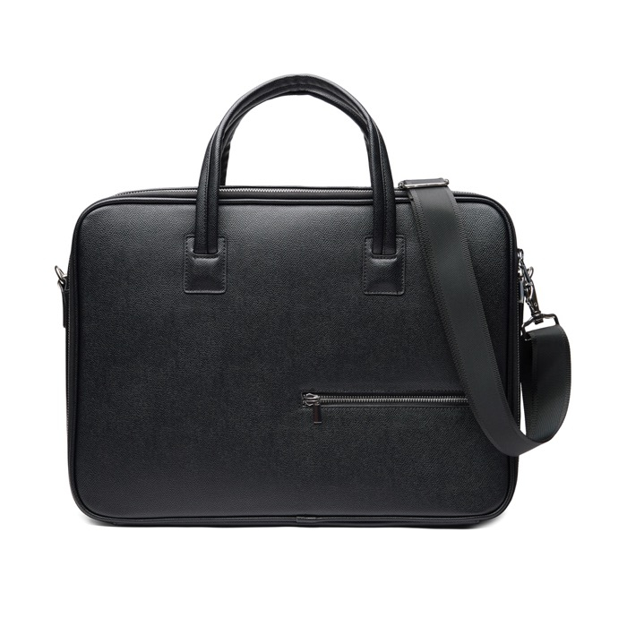Recycled material briefcase, sturdy handles, shoulder strap, 15"