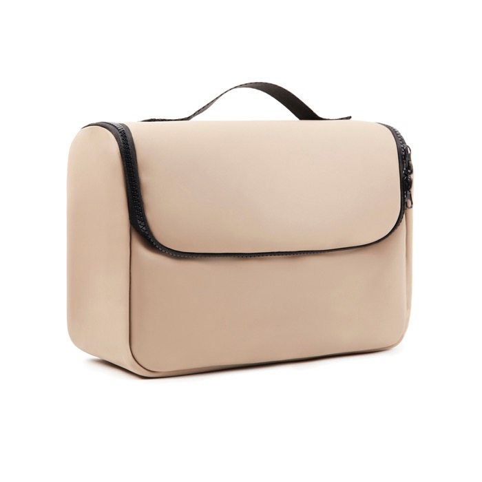 Water-repellent synthetic leather travel toiletry bag with handle