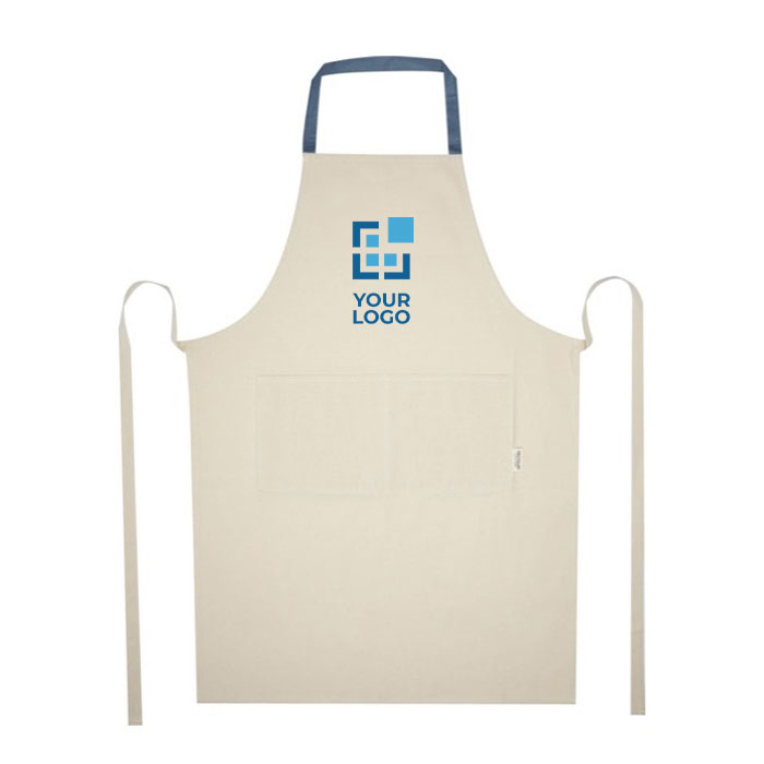 Recycled cotton apron with colored neck strap, 200 g/m²