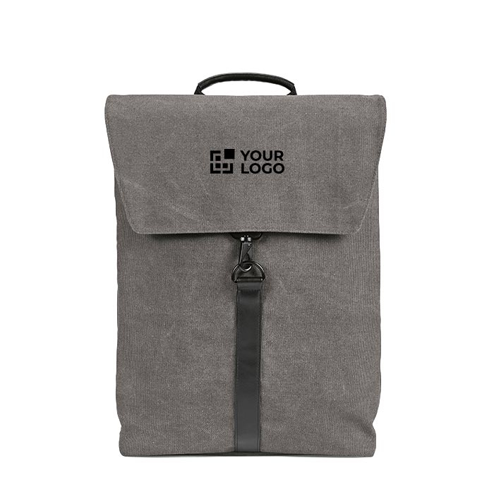 Recycled cotton backpack with synthetic leather details 25 L