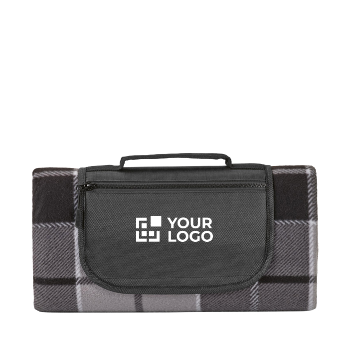 Foldable recycled polyester picnic blanket with waterproof backing