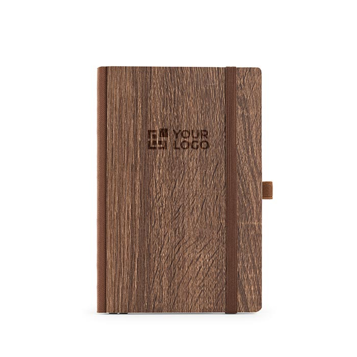 Eco notebook with wood grain effect cover, A5, plain pages