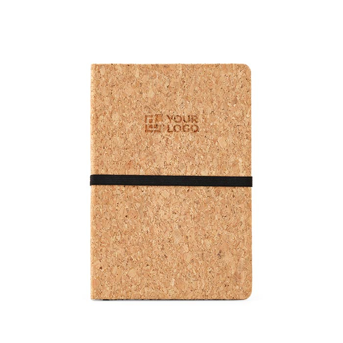 Cork notebook with elastic closure and bookmark A5 dotted pages