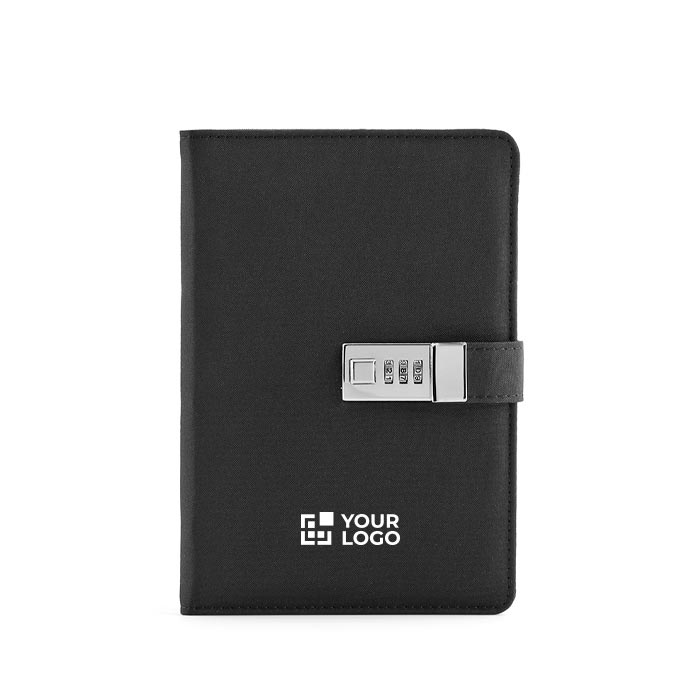 A5 blank-page notebook with eco cover and combination lock