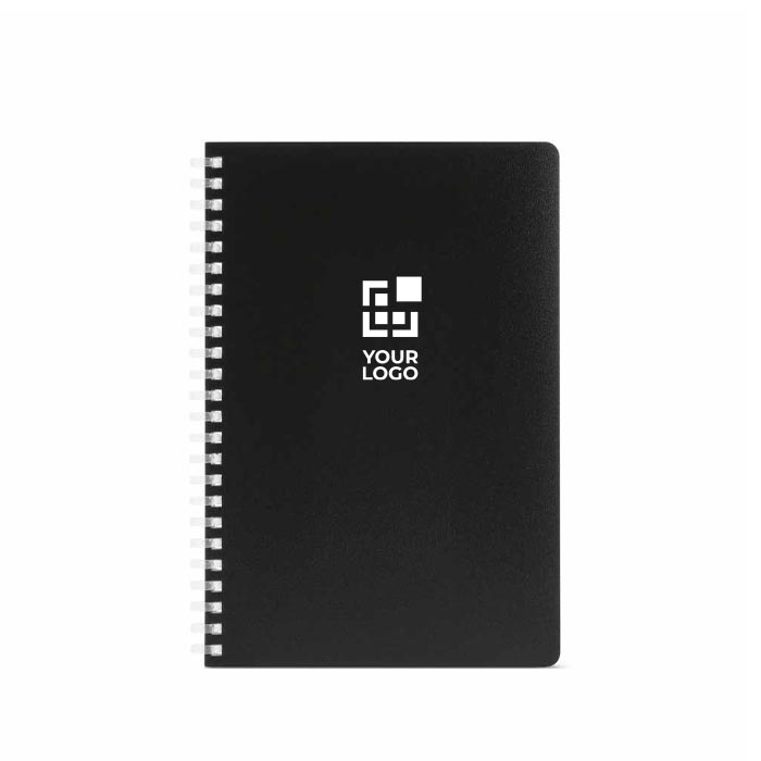 A5 notebook with soft cover and side spiral, ruled pages