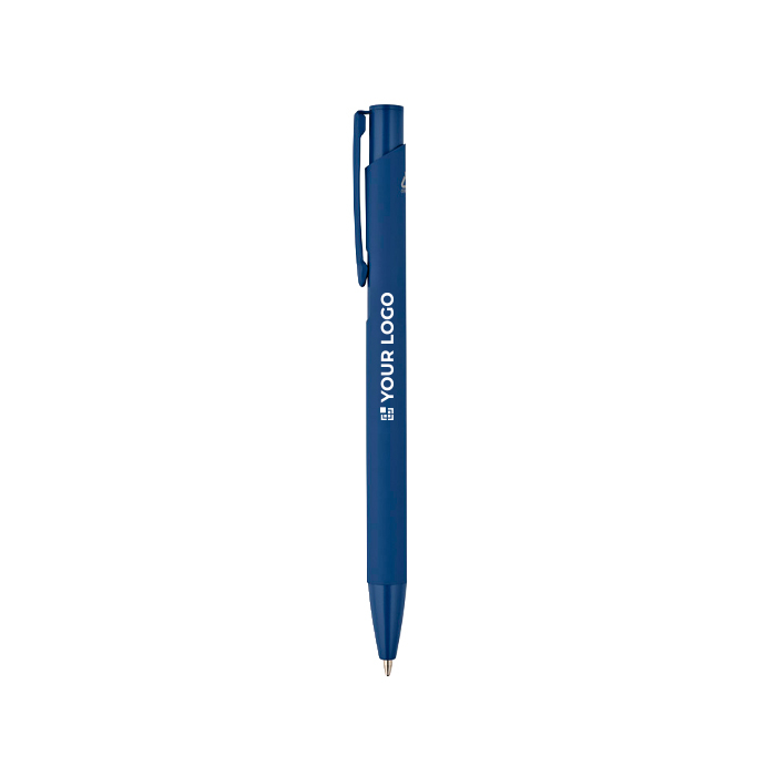 Recycled aluminium pen with rubberised finish and blue ink
