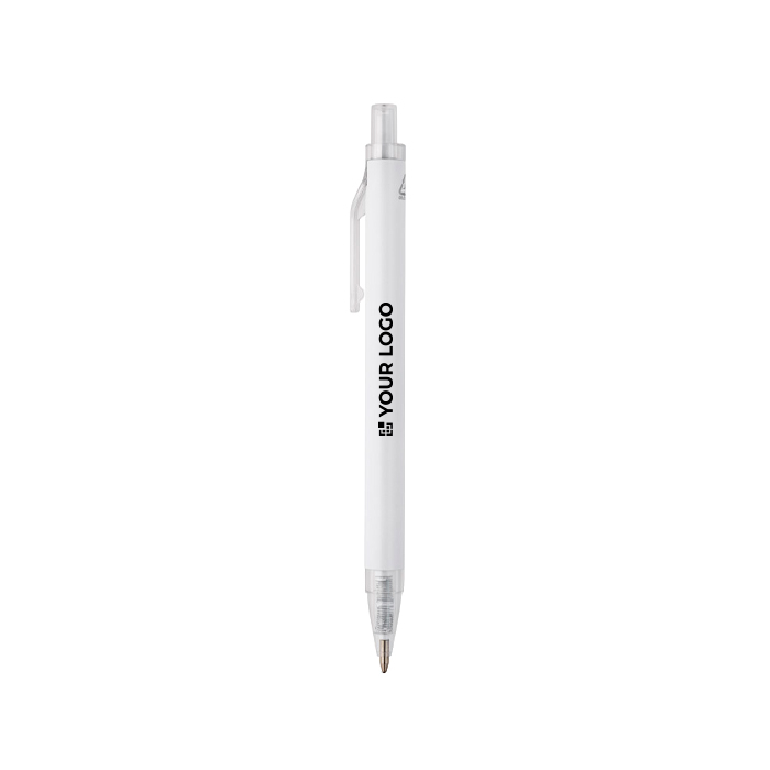 Recycled aluminium pen with push-button mechanism and blue ink