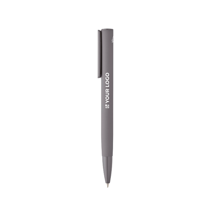 Recycled aluminium click pen with a glossy finish and blue ink