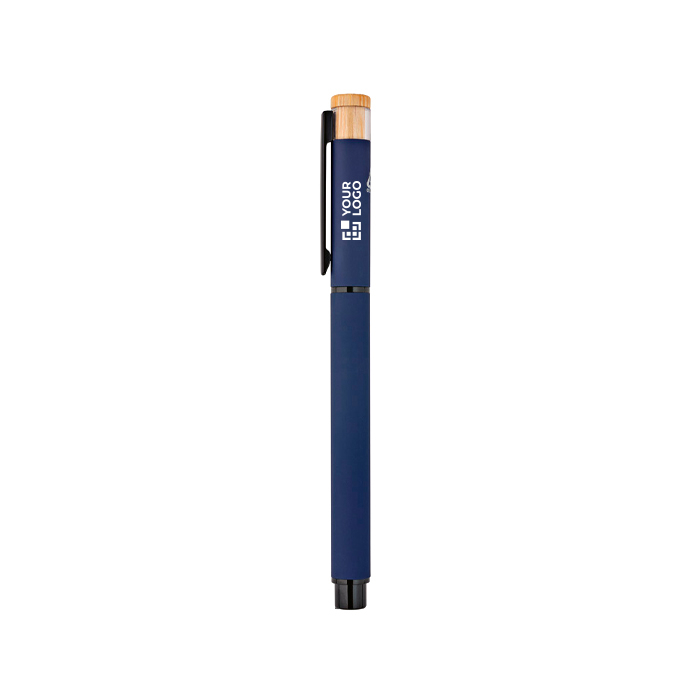 Recycled aluminium and bamboo rollerball pen with blue ink