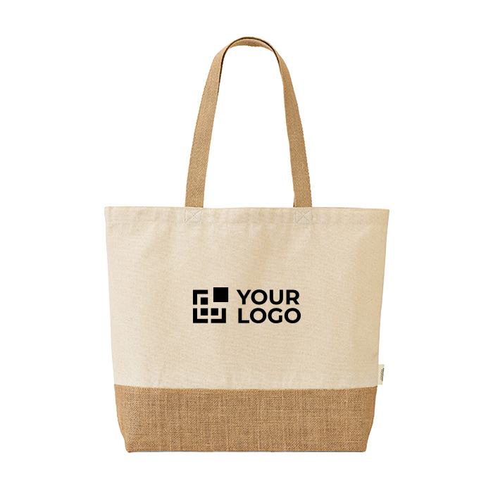 Recycled cotton and polyester bag with jute base 220 g/m²