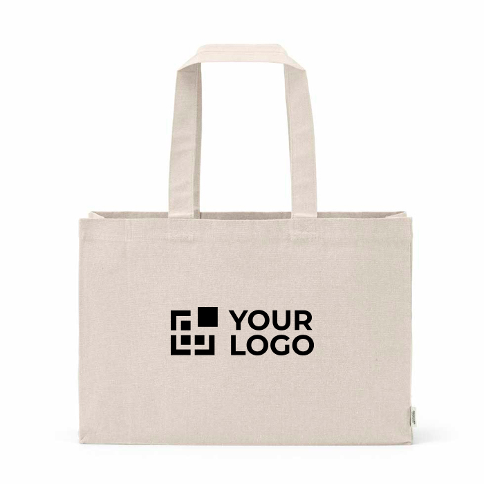 Natural eco cotton shopping bag with flat base 280 g/m2