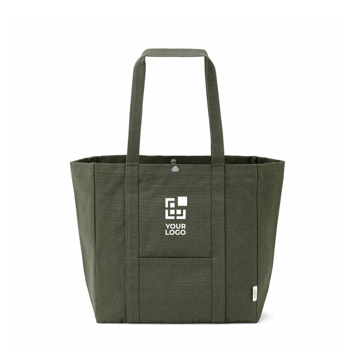 Recycled cotton shopping bag with press-stud fastening 360 g/m2