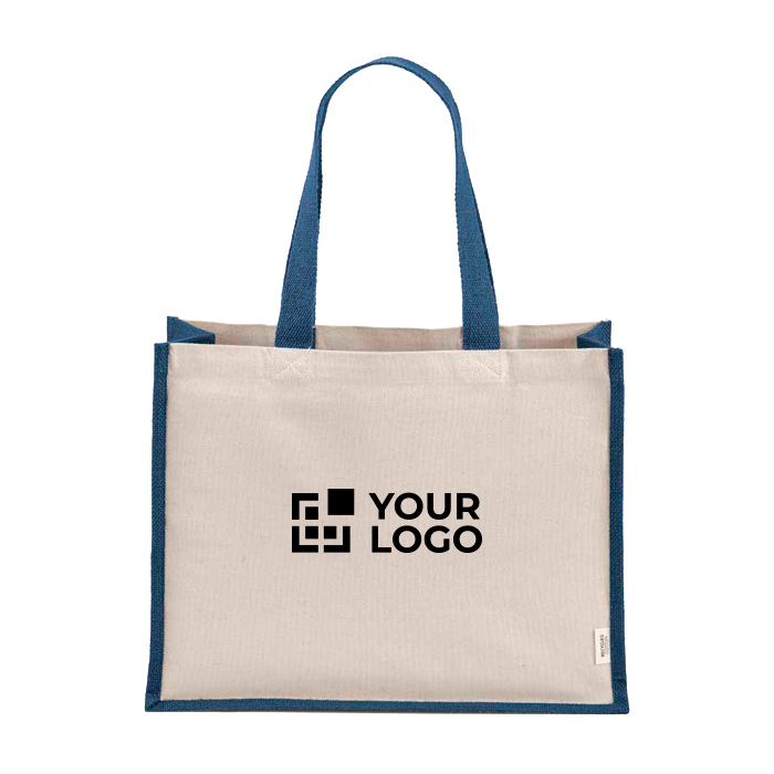 Recycled cotton and jute shopping bag with long handles 300 g/m²