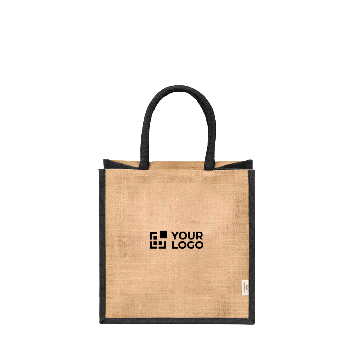 Laminated jute shopping bag with cotton handles 16 L