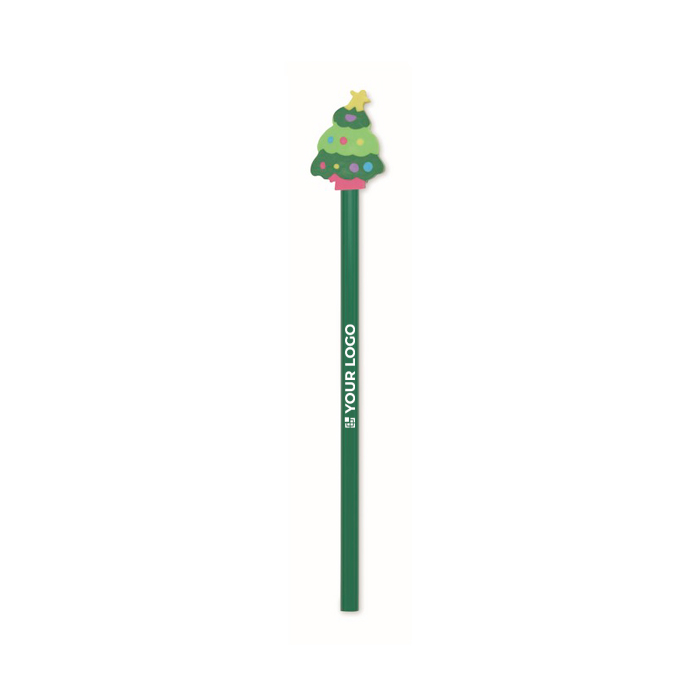 Poplar wood pencil with Christmas motifs and eraser