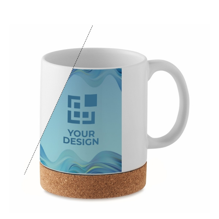 White ceramic sublimation mug with cork base, 280ml