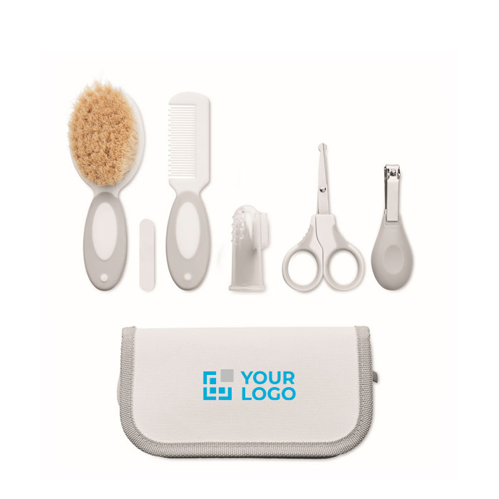 6-piece care set for babies in fabric case