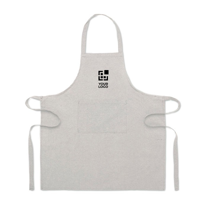 Recycled cotton kitchen apron with front pocket, 220 g/m2