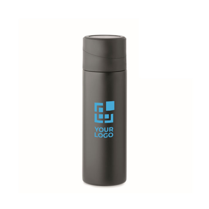 Stainless steel bottle with non-slip phone holder lid, 420ml