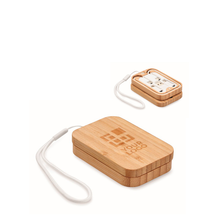 Bamboo box with strap and wireless charging function, 15W