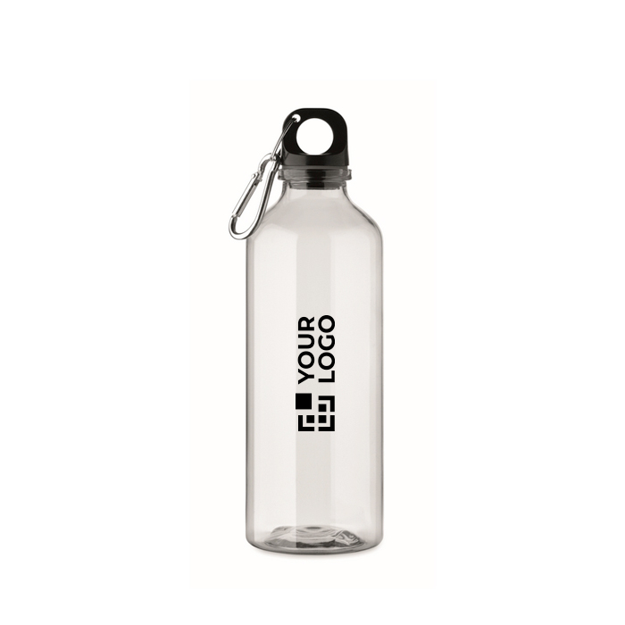 Translucent RPET bottle with cap and carabiner 500 ml