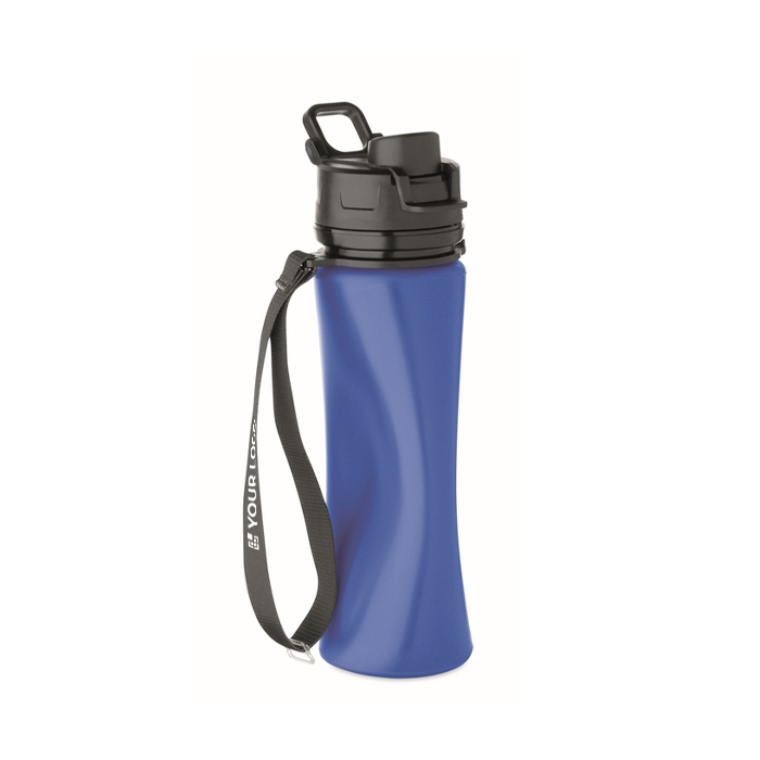 Foldable silicone bottle with cap and elastic strap 500ml