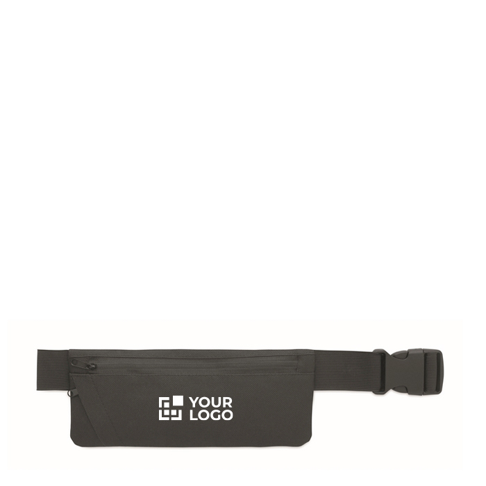Running waist bag in RPET 600D polyester with zipper