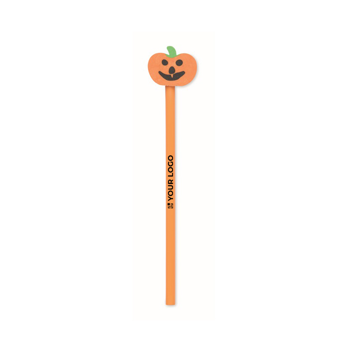 Poplar wood pencil with pumpkin-shaped eraser