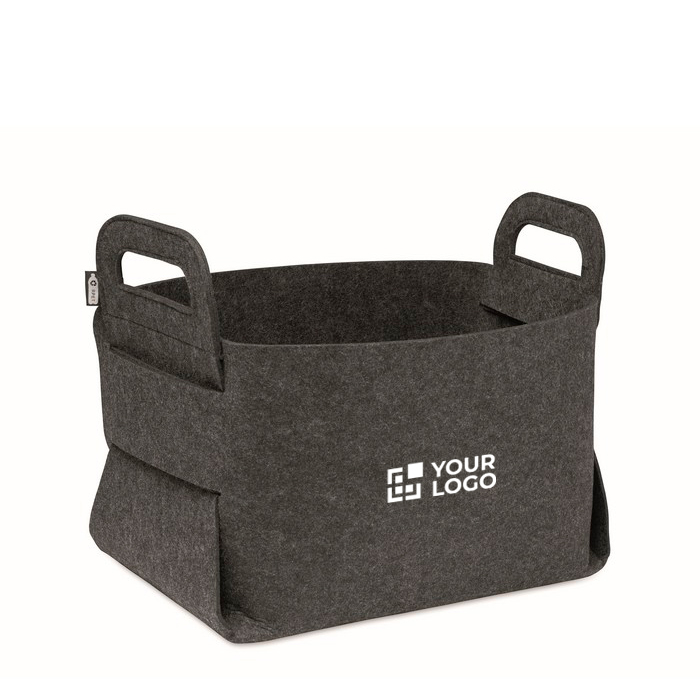 Foldable RPET felt storage basket with side handles