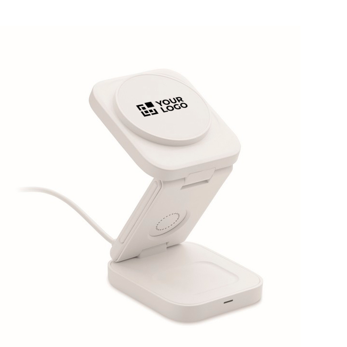 Foldable 3-in-1 wireless charging station with USB-C input 15W