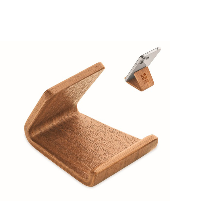 Walnut and poplar wooden phone stand for desk