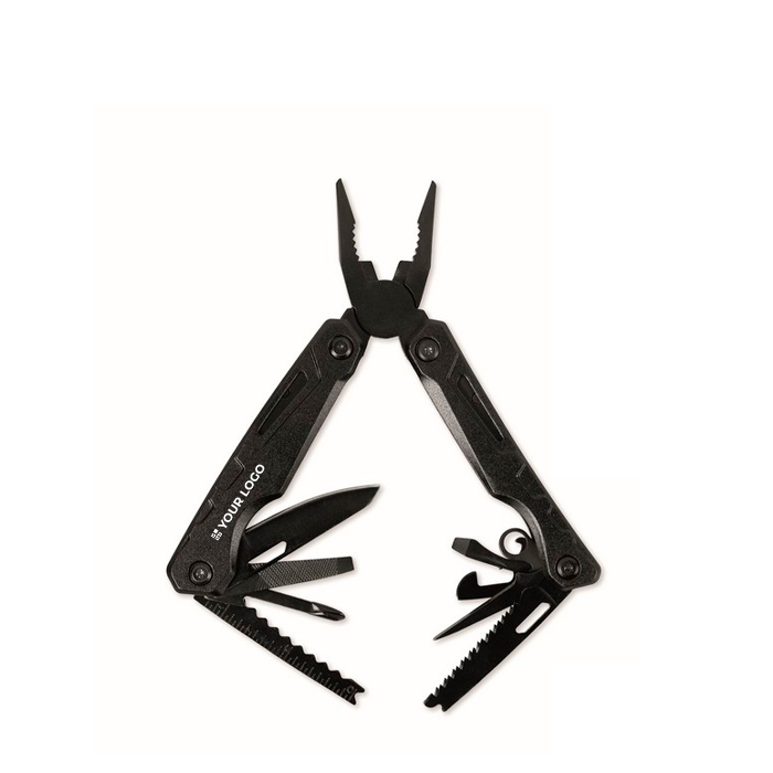 Folding aluminium and stainless steel multi-tool 13-in-1 with pouch