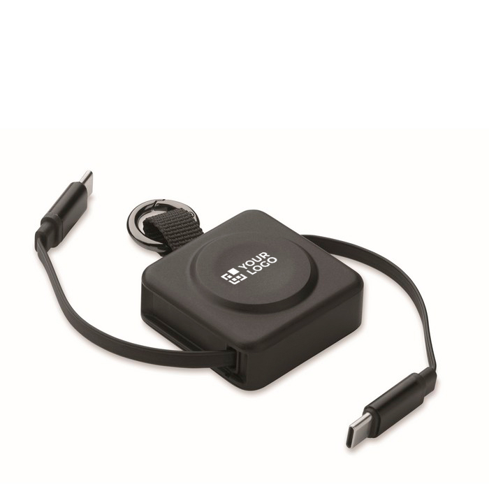 Retractable cable with keyring and USB-C 100W fast charging