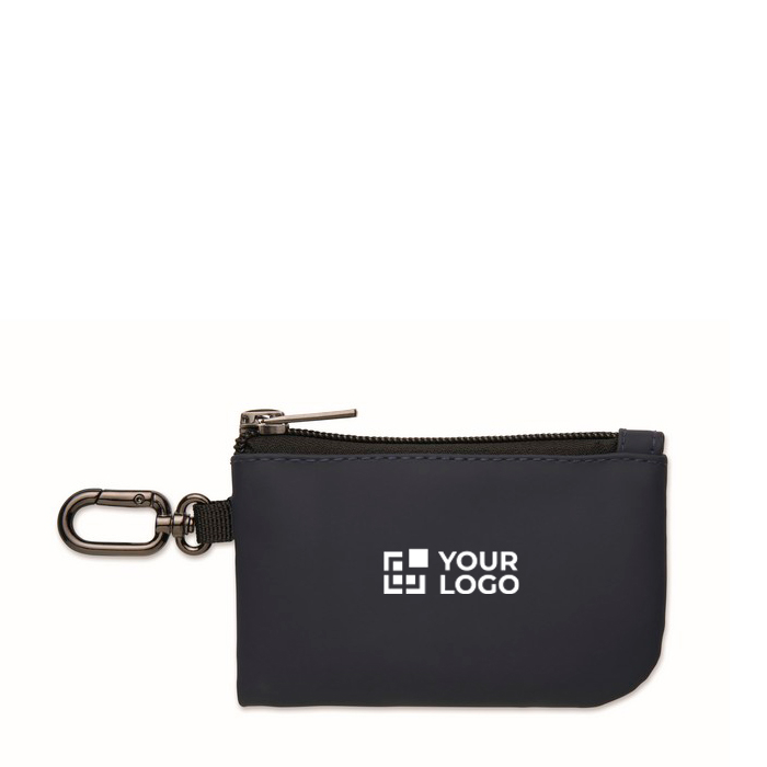 Faux leather coin purse with zip and carabiner for added security
