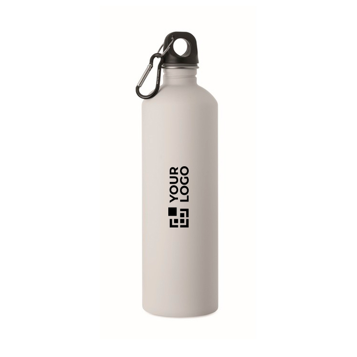 Recycled stainless steel bottle with rubberised finish and carabiner 750 ml