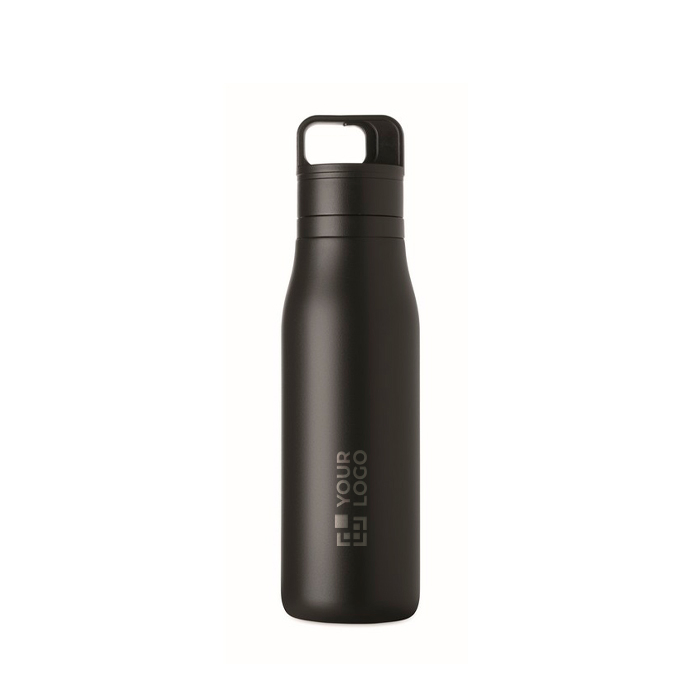 Recycled stainless steel insulated bottle with handle and easy-open lid 500 ml