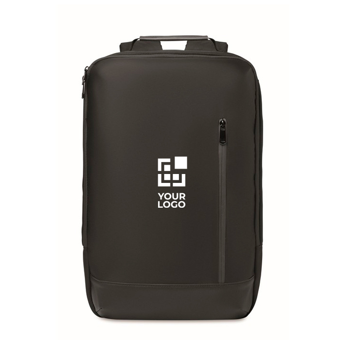 Laptop backpack with PU details and trolley strap 15''
