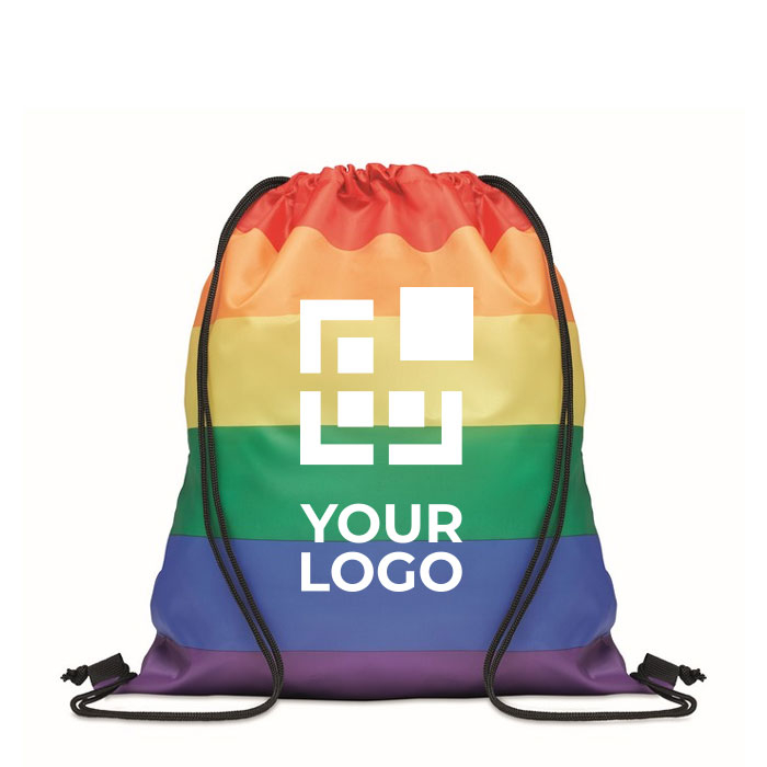 Drawstring bag, RPET, eye-catching rainbow colours