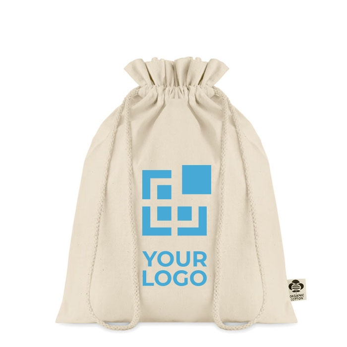 Medium organic cotton, drawstring gift bag, 105 g/m2