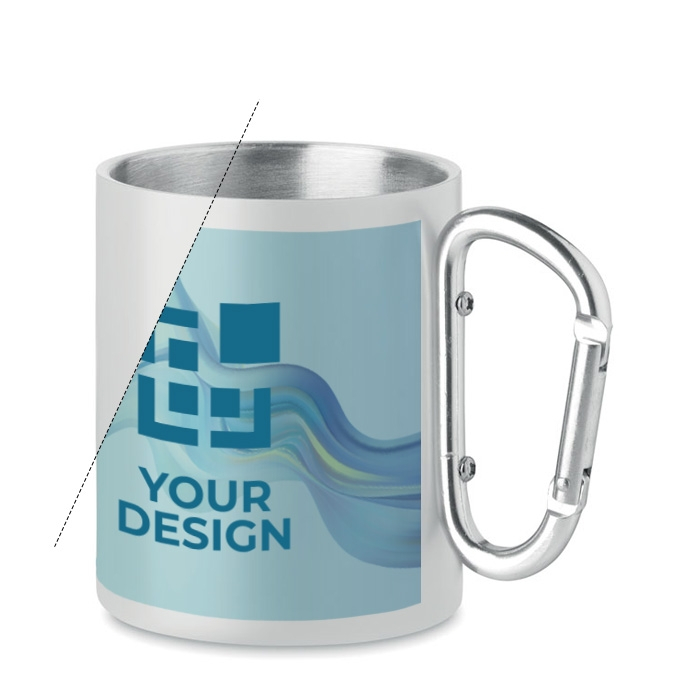 Vintage-look metal mug with carabiner handle, 300 ml