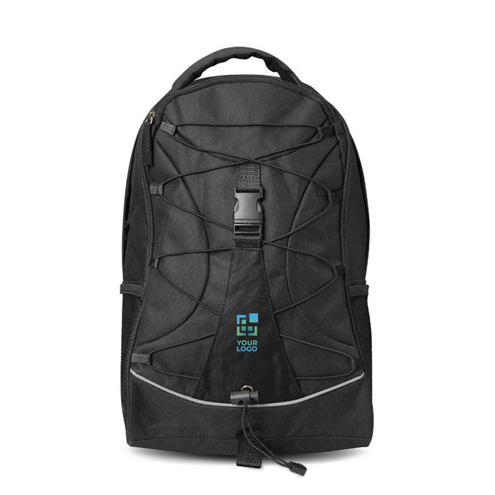 Backpack with coloured rope for hiking
