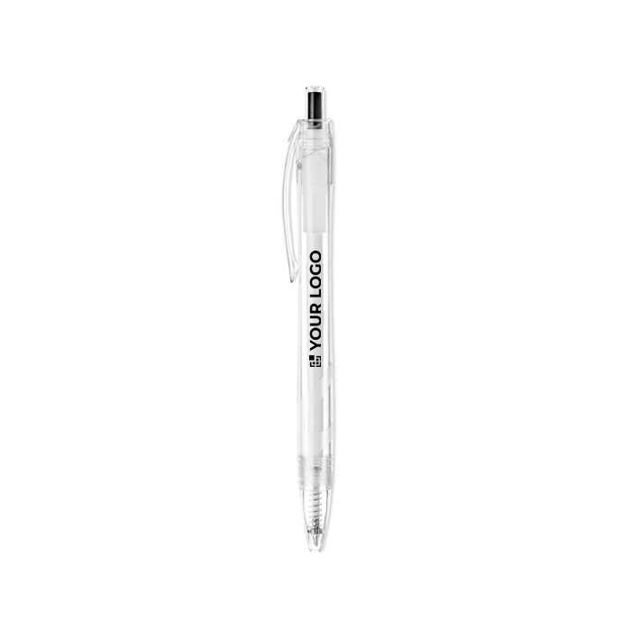 Pen with coloured clip made from recycled plastic, blue ink