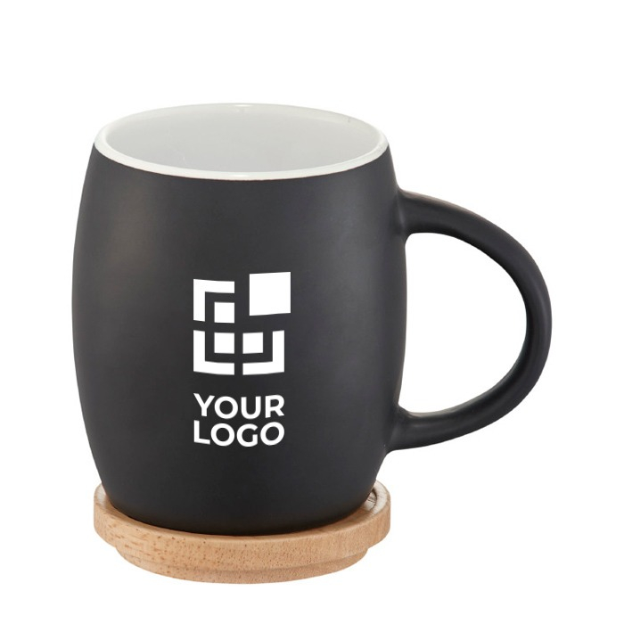 Ceramic mug with wooden base or lid 400 ml