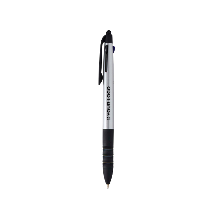 3-in-1 pen with stylus and 3 ink colours in metallic finish