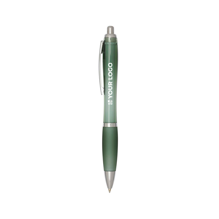 Recycled plastic click pen with grip, black ink