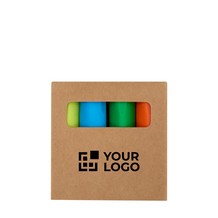 Set of 4-colour mini highlighters in kraft box