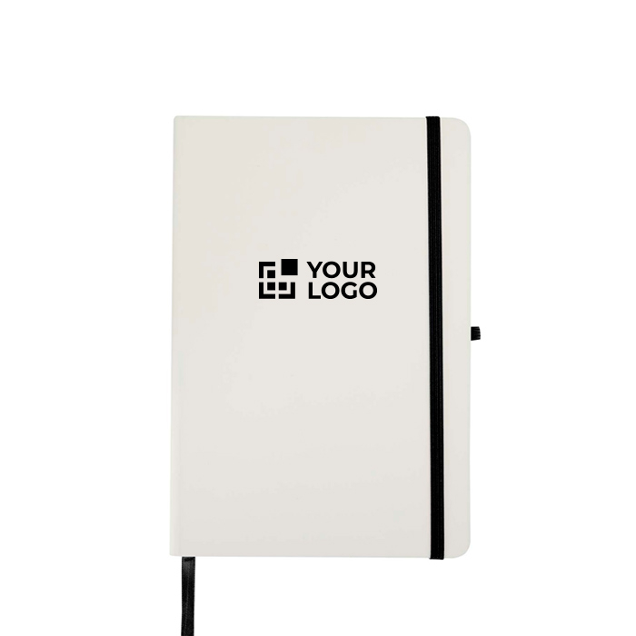 A5 hardback notebook with elastic closure and soft-touch finish, lined pages
