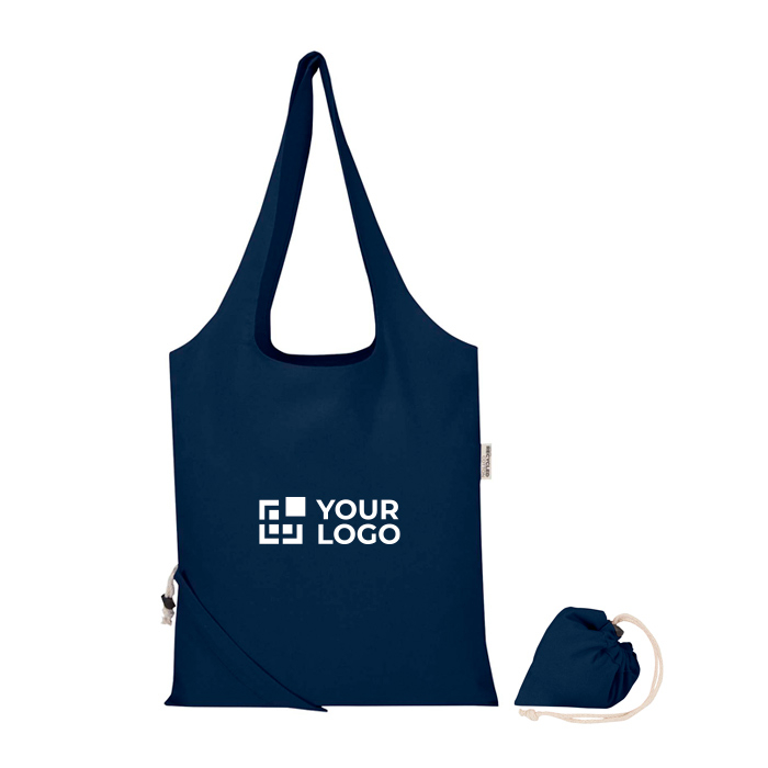 Foldable tote bag with recycled cotton drawstring 140 g/m2